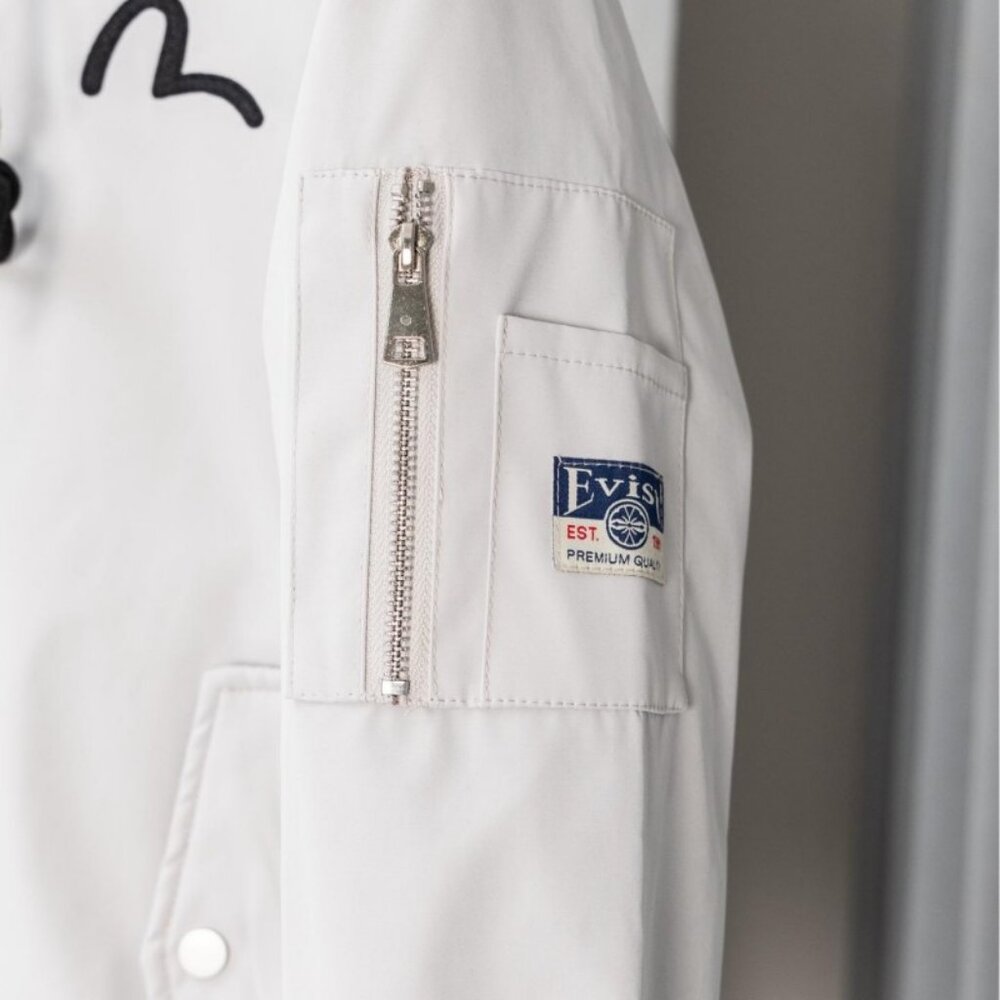 Evisu White Hooded Bomber Jacket - Picture 7 of 9